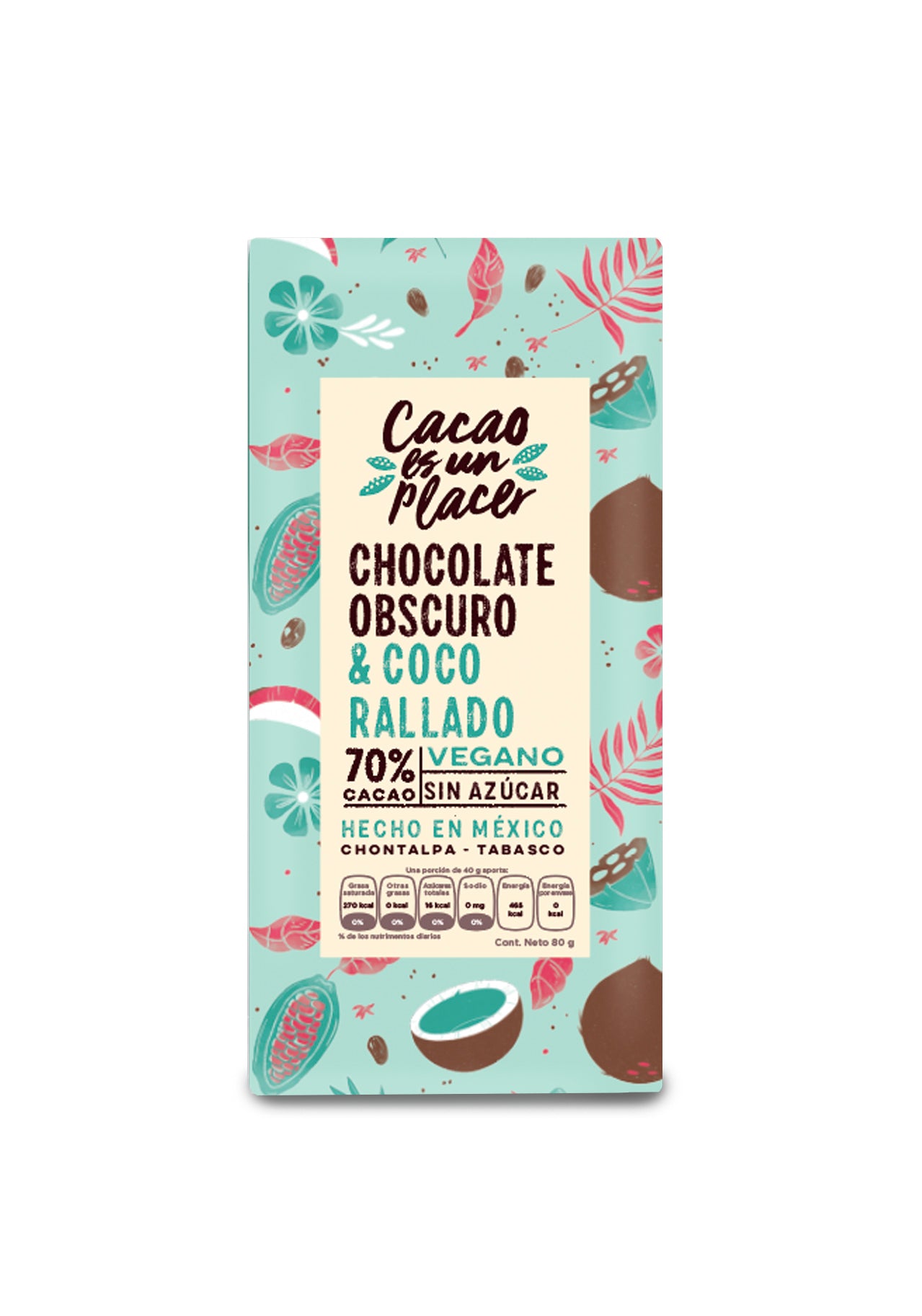 CHOCOLATE OBSCURO & COCO RALLADO 70% CACAO 80gr