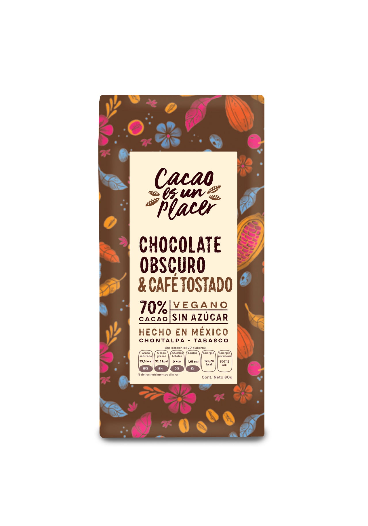CHOCOLATE OBSCURO Y CAFÉ TOSTADO 80GR