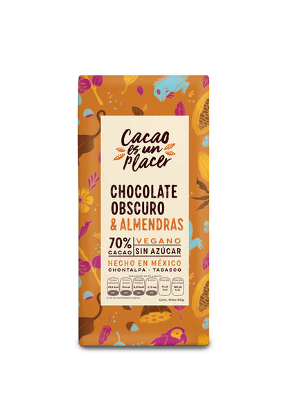 CHOCOLATE OBSCURO CON ALMENDRAS 80GR