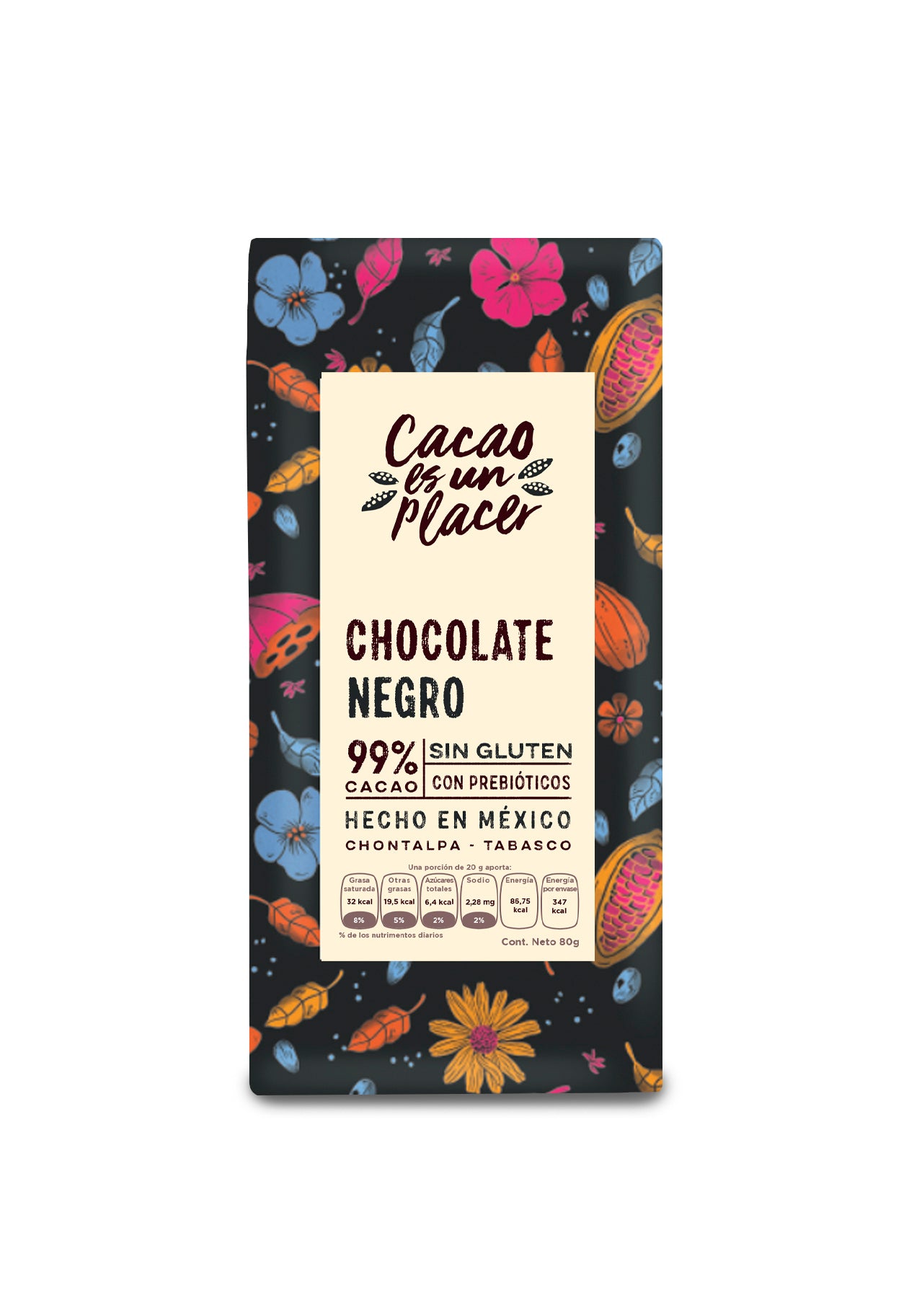 CHOCOLATE NEGRO 99% CACAO 80GR