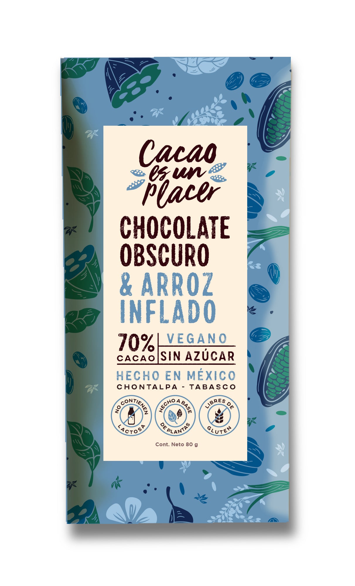 CHOCOLATE OBSCURO & ARROZ INFLADO 70% CACAO 80gr
