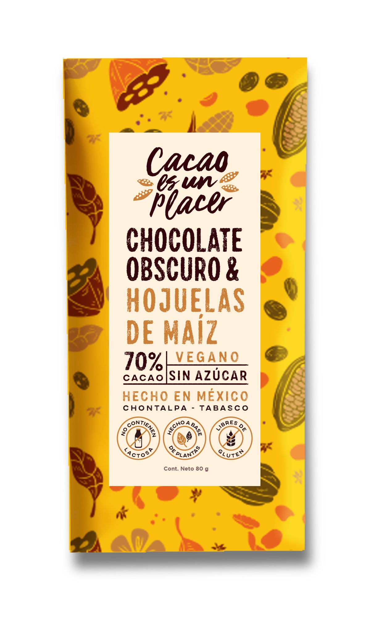 CHOCOALTE OBSCURO & HOJUELAS DE MAIZ 70% CACAO 80gr